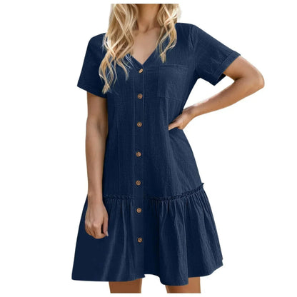 Damska sukienka koszulowa mini zapinana na guziki-Mini Dress-Olave
