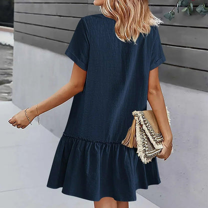 Damska sukienka koszulowa mini zapinana na guziki-Mini Dress-Olave