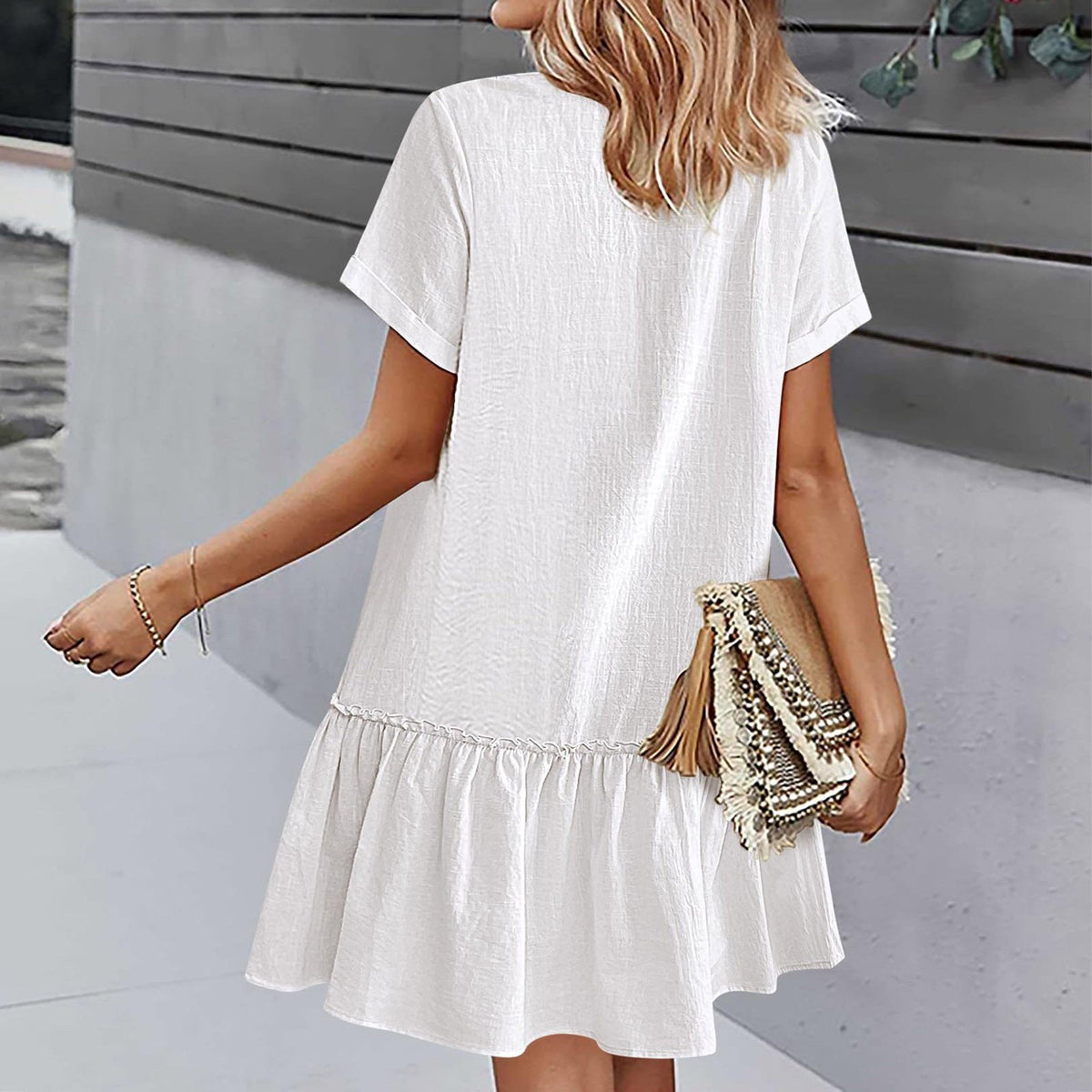 Damska sukienka koszulowa mini zapinana na guziki-Mini Dress-Olave