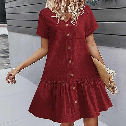 Damska sukienka koszulowa mini zapinana na guziki-Mini Dress-Olave
