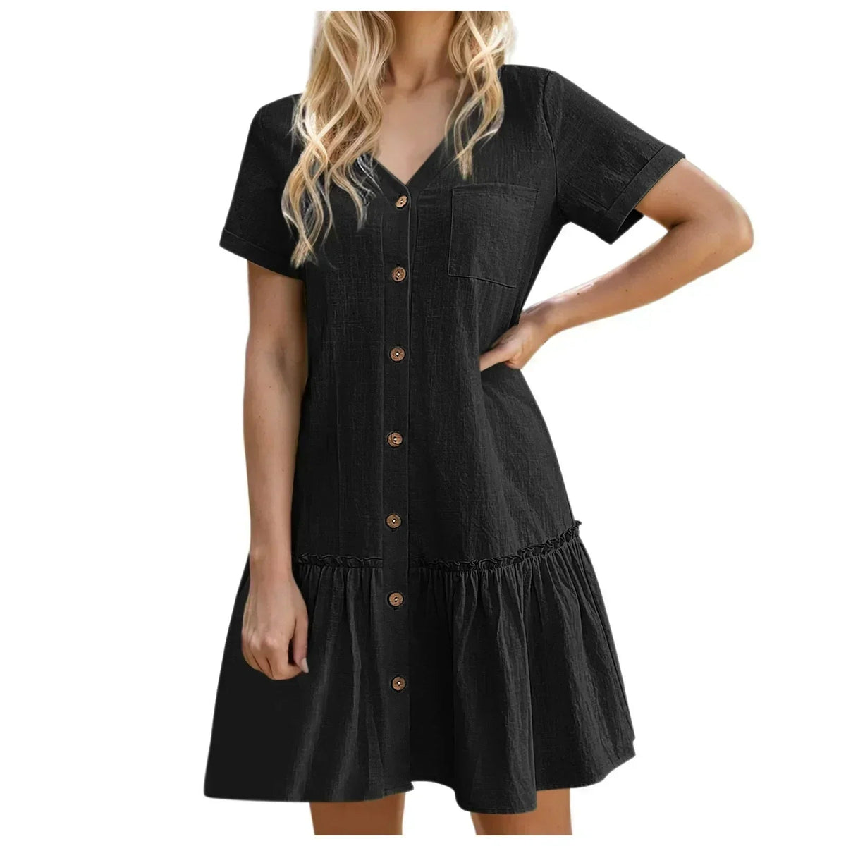 Damska sukienka koszulowa mini zapinana na guziki-Mini Dress-Olave