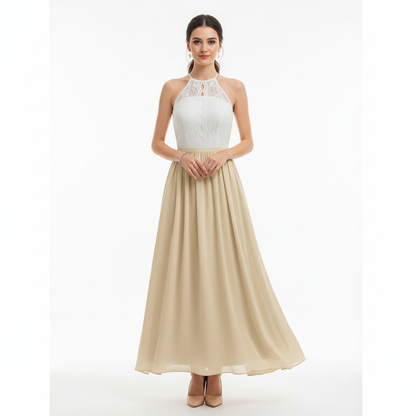 Damska sukienka maxi z koronkowym gorsetem bez rękawów-Maxi Dress-Olave
