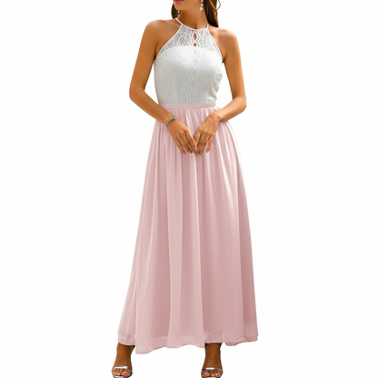 Damska sukienka maxi z koronkowym gorsetem bez rękawów-Maxi Dress-Olave