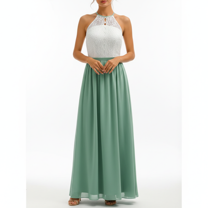 Damska sukienka maxi z koronkowym gorsetem bez rękawów-Maxi Dress-Olave