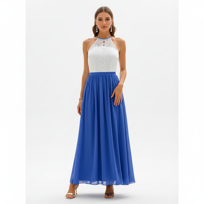 Damska sukienka maxi z koronkowym gorsetem bez rękawów-Maxi Dress-Olave