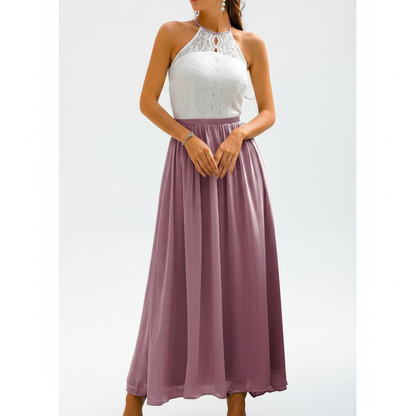 Damska sukienka maxi z koronkowym gorsetem bez rękawów-Maxi Dress-Olave