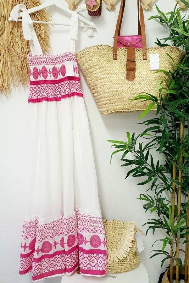 Damska sukienka maxi z marszczonym gorsetem-Maxi Dress-Olave