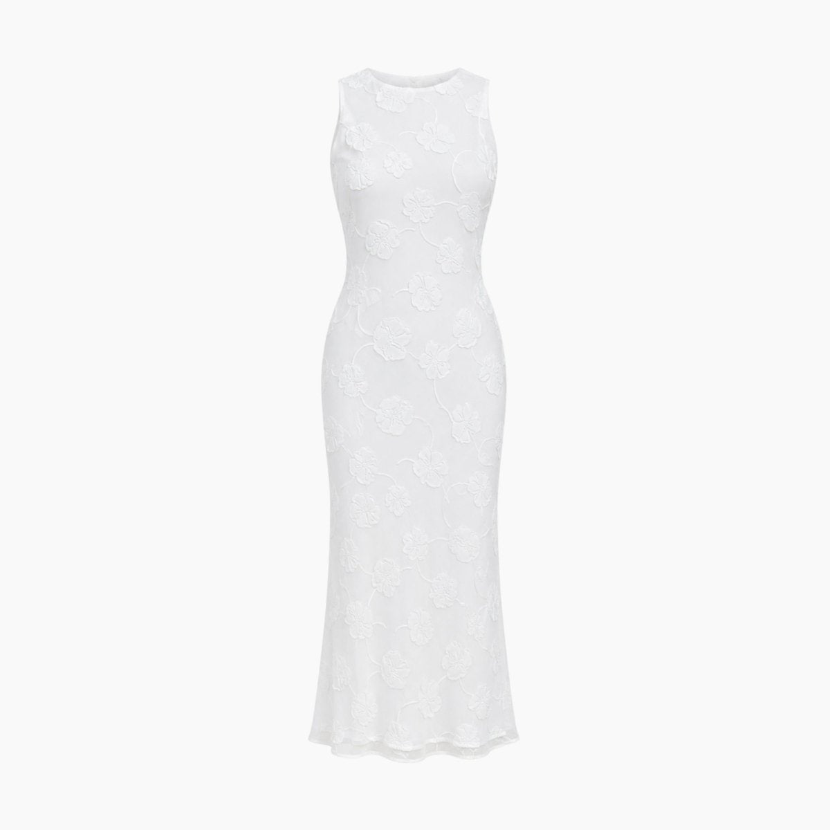 Damska sukienka midi bez rękawów w kwiatowy wzór-Midi Dress-Olave