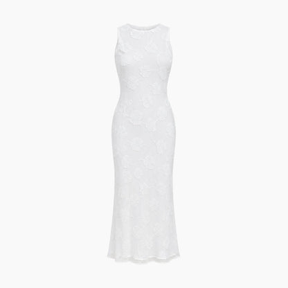 Damska sukienka midi bez rękawów w kwiatowy wzór-Midi Dress-Olave