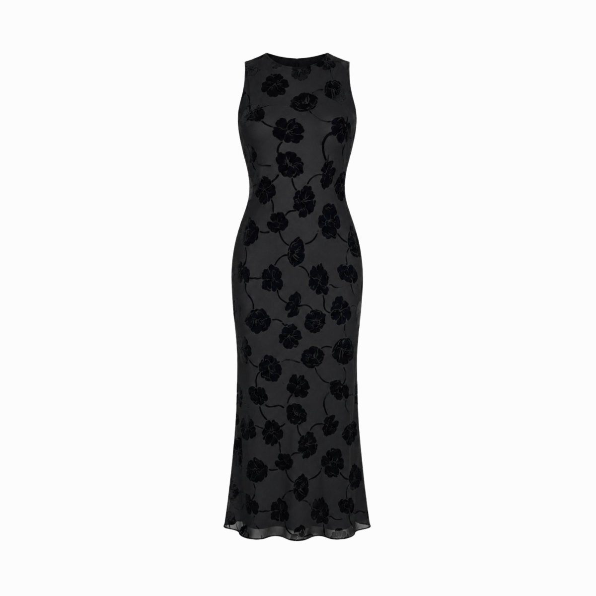 Damska sukienka midi bez rękawów w kwiatowy wzór-Midi Dress-Olave