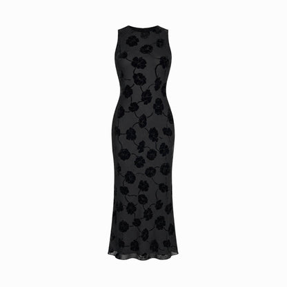 Damska sukienka midi bez rękawów w kwiatowy wzór-Midi Dress-Olave