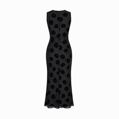 Damska sukienka midi bez rękawów w kwiatowy wzór-Midi Dress-Olave