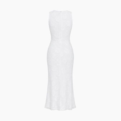Damska sukienka midi bez rękawów w kwiatowy wzór-Midi Dress-Olave