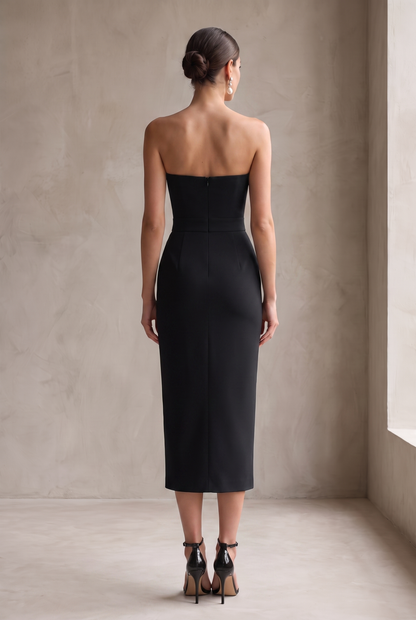 Damska sukienka midi typu bodycon bez ramiączek-Midi Dress-Olave