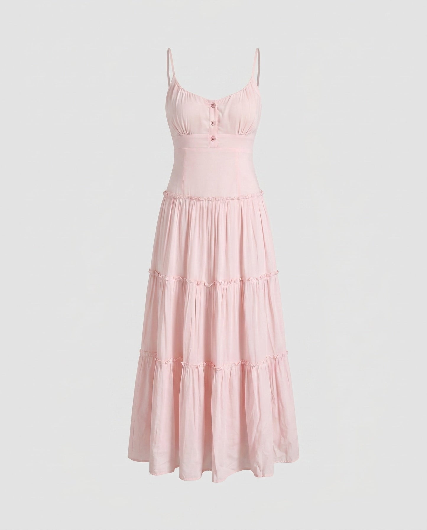 Damska sukienka midi z falbanami na ramiączkach-Maxi Dress-Olave