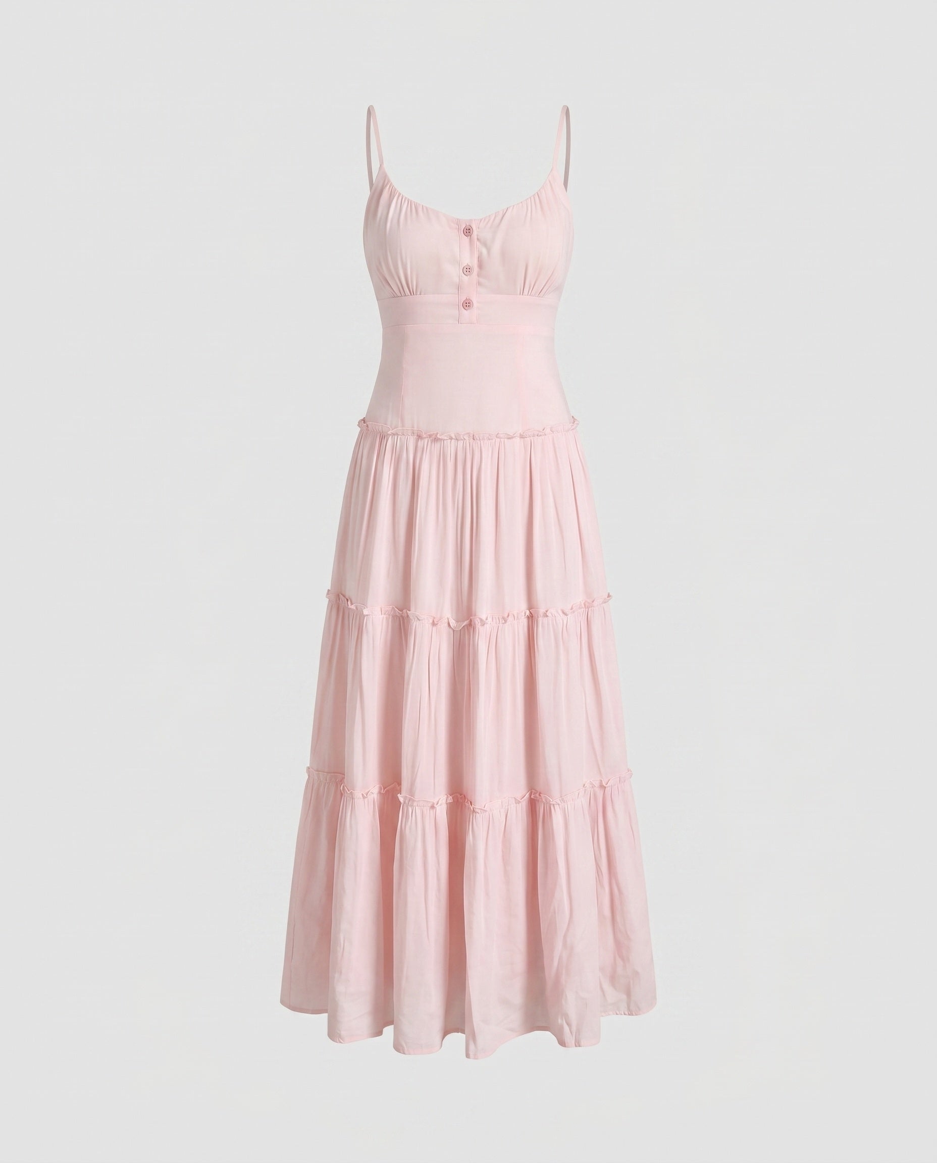 Damska sukienka midi z falbanami na ramiączkach-Maxi Dress-Olave