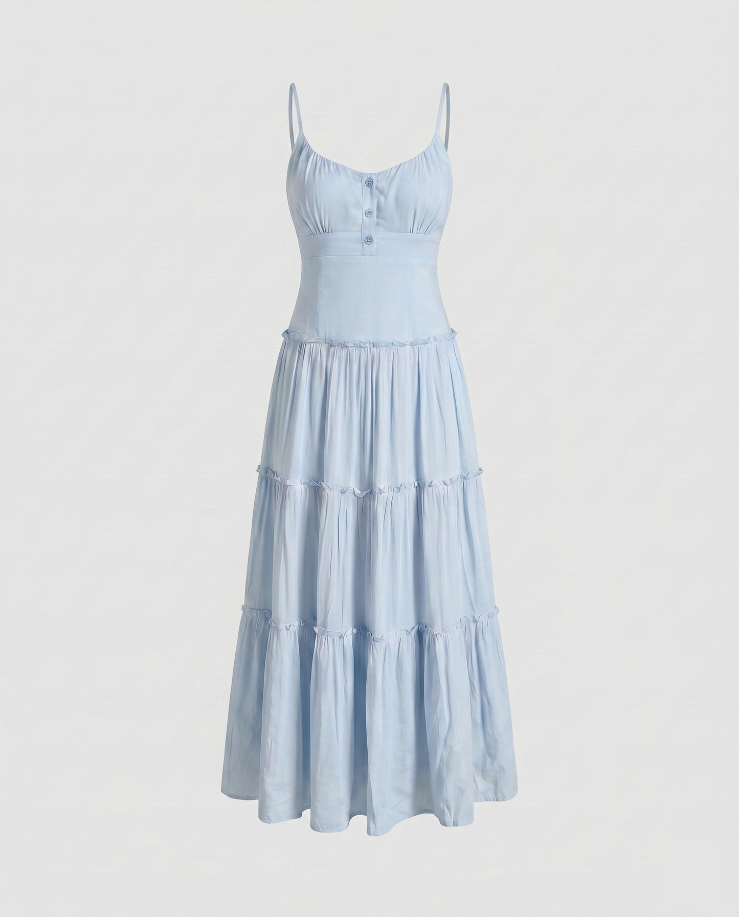 Damska sukienka midi z falbanami na ramiączkach-Maxi Dress-Olave