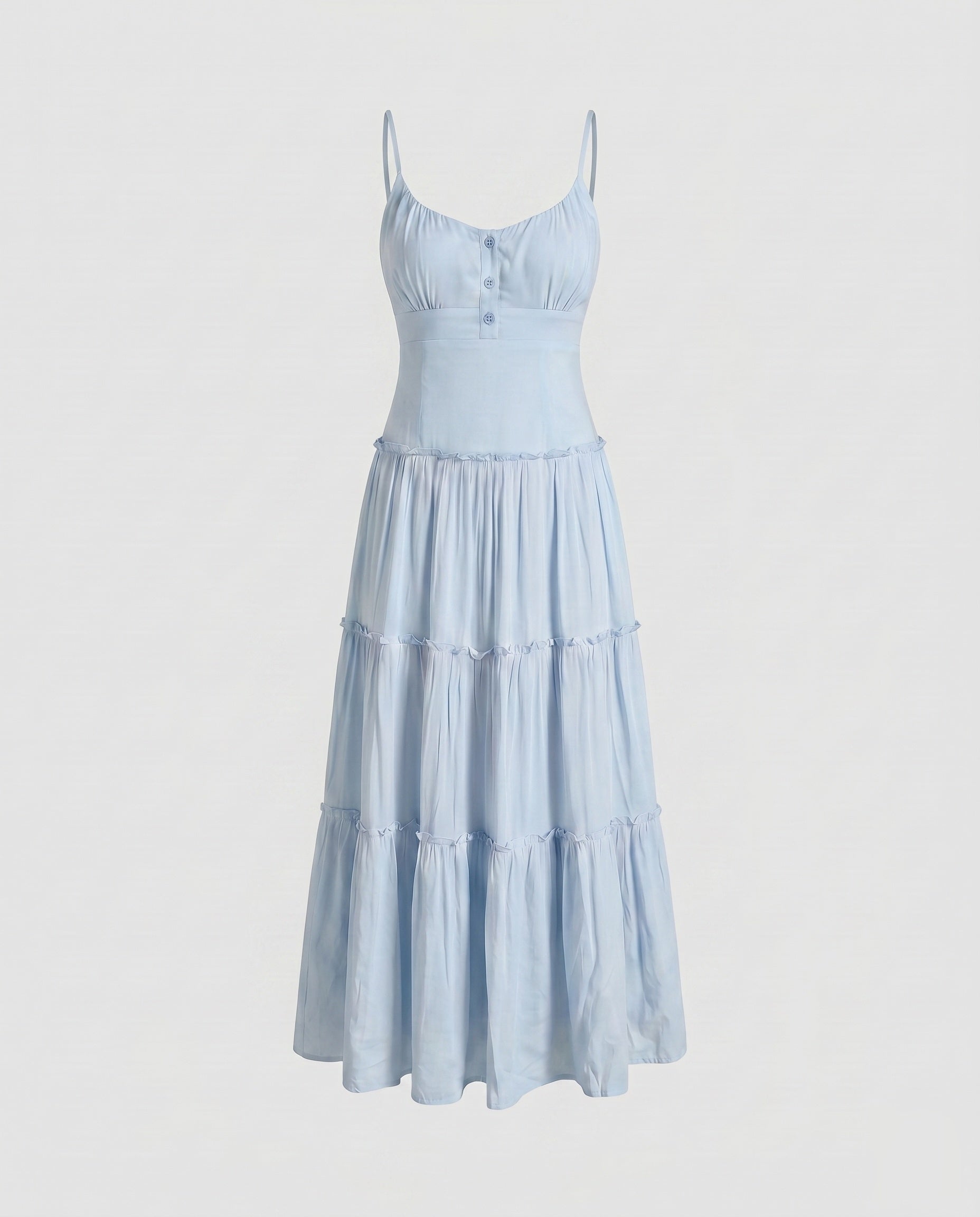 Damska sukienka midi z falbanami na ramiączkach-Maxi Dress-Olave