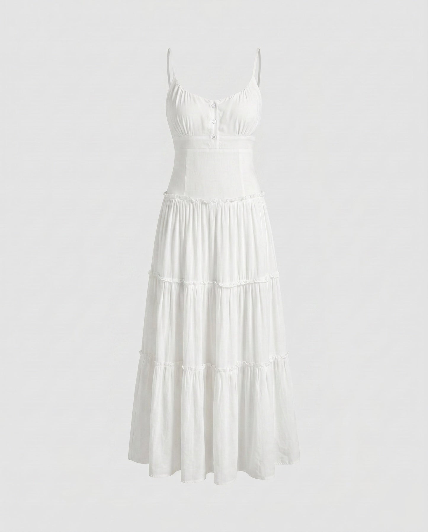 Damska sukienka midi z falbanami na ramiączkach-Maxi Dress-Olave