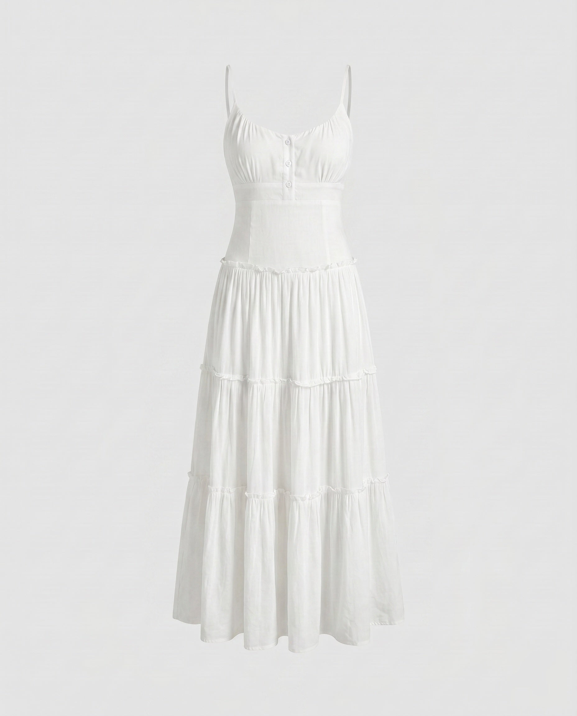 Damska sukienka midi z falbanami na ramiączkach-Maxi Dress-Olave
