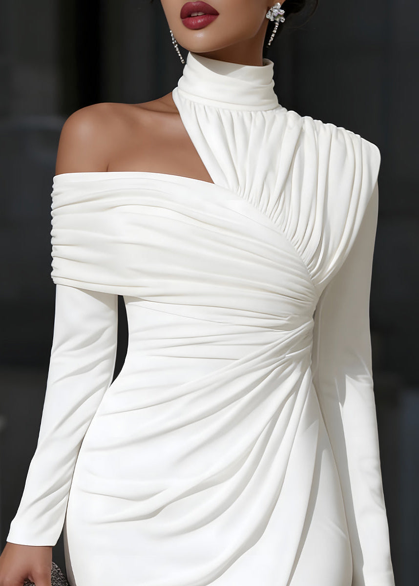 Damska sukienka midi z jednym rękawem-Midi Dress-Olave