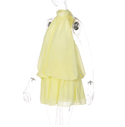 Damska sukienka mini bez rękawów z dekoltem typu halter-Mini Dress-Olave