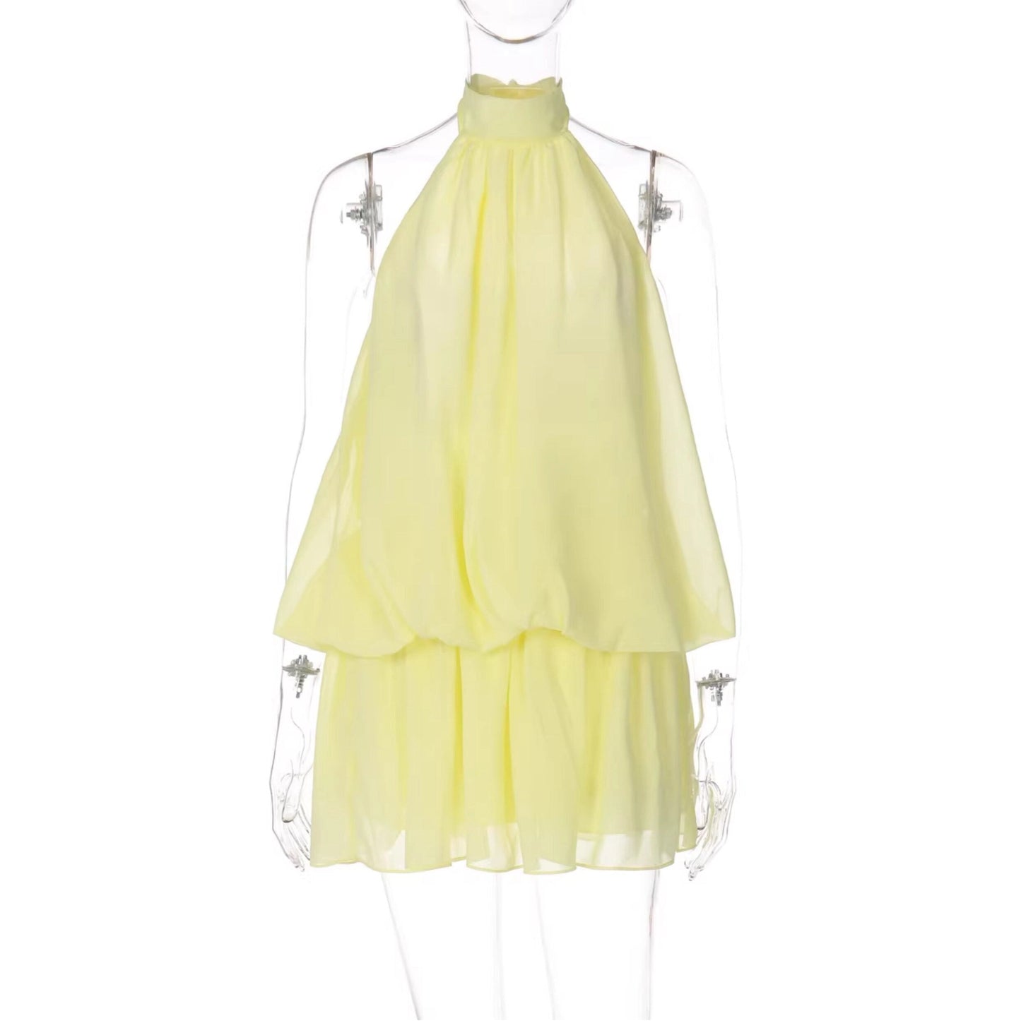 Damska sukienka mini bez rękawów z dekoltem typu halter-Mini Dress-Olave