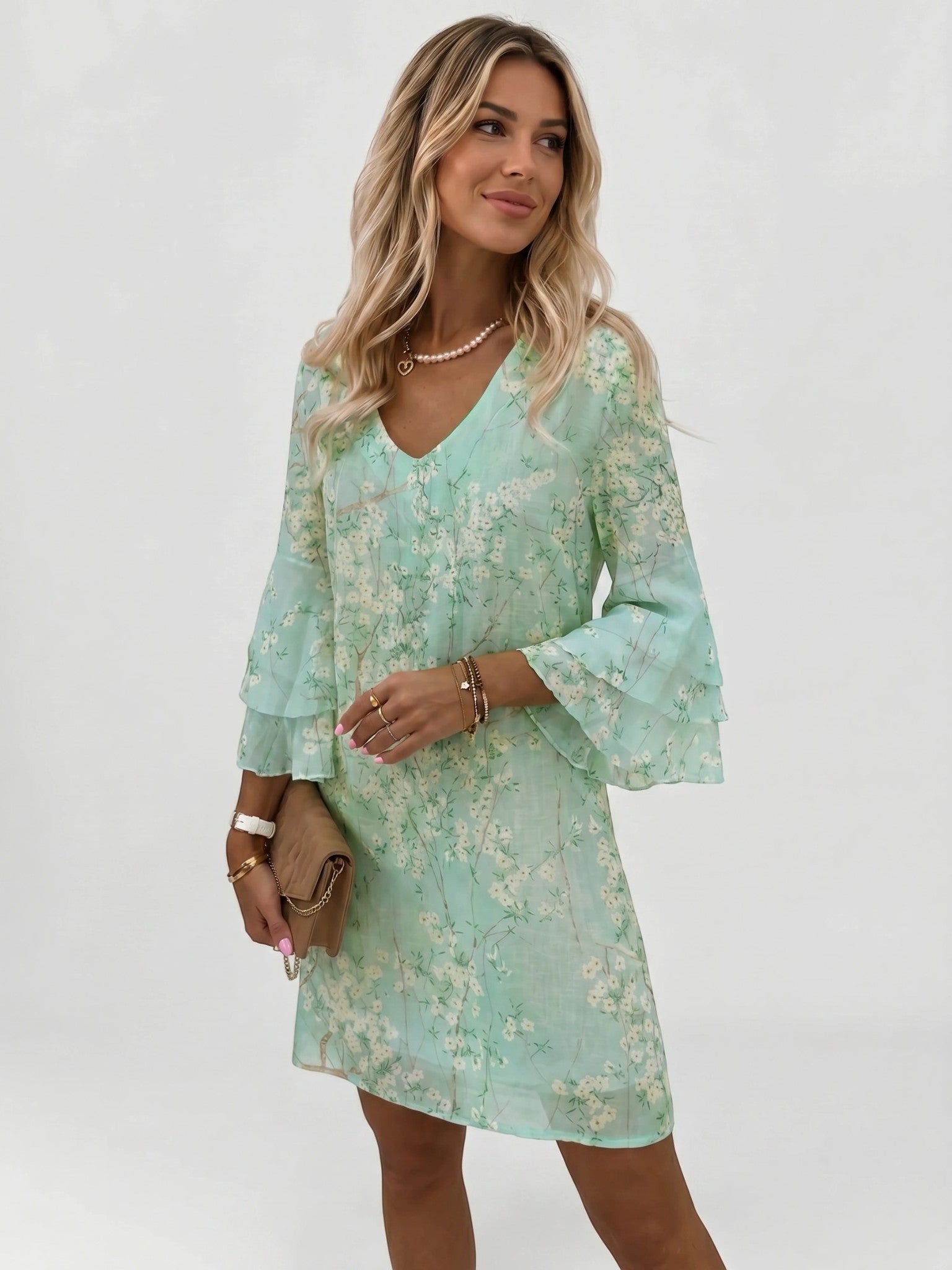 Damska sukienka mini w marmurowy wzór-Mini Dress-Olave