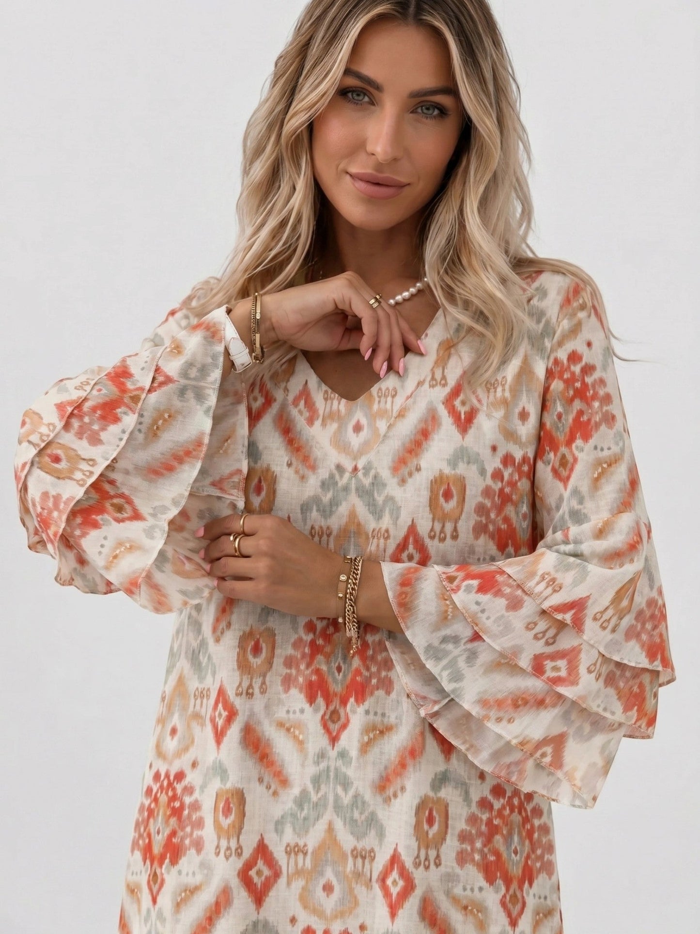 Damska sukienka mini w marmurowy wzór-Mini Dress-Olave