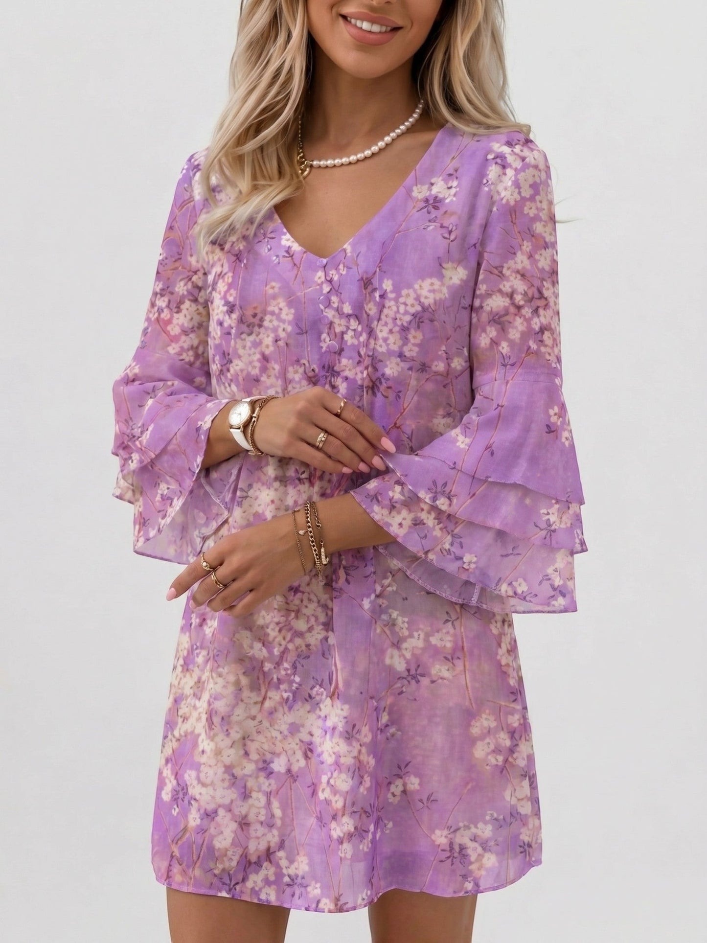Damska sukienka mini w marmurowy wzór-Mini Dress-Olave