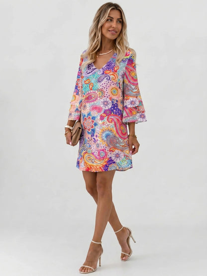 Damska sukienka mini w marmurowy wzór-Mini Dress-Olave
