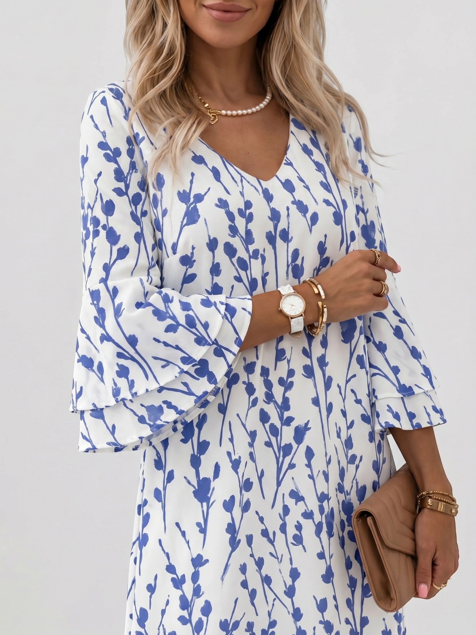 Damska sukienka mini w marmurowy wzór-Mini Dress-Olave