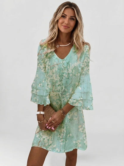 Damska sukienka mini w marmurowy wzór-Mini Dress-Olave