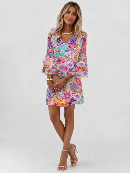 Damska sukienka mini w marmurowy wzór-Mini Dress-Olave