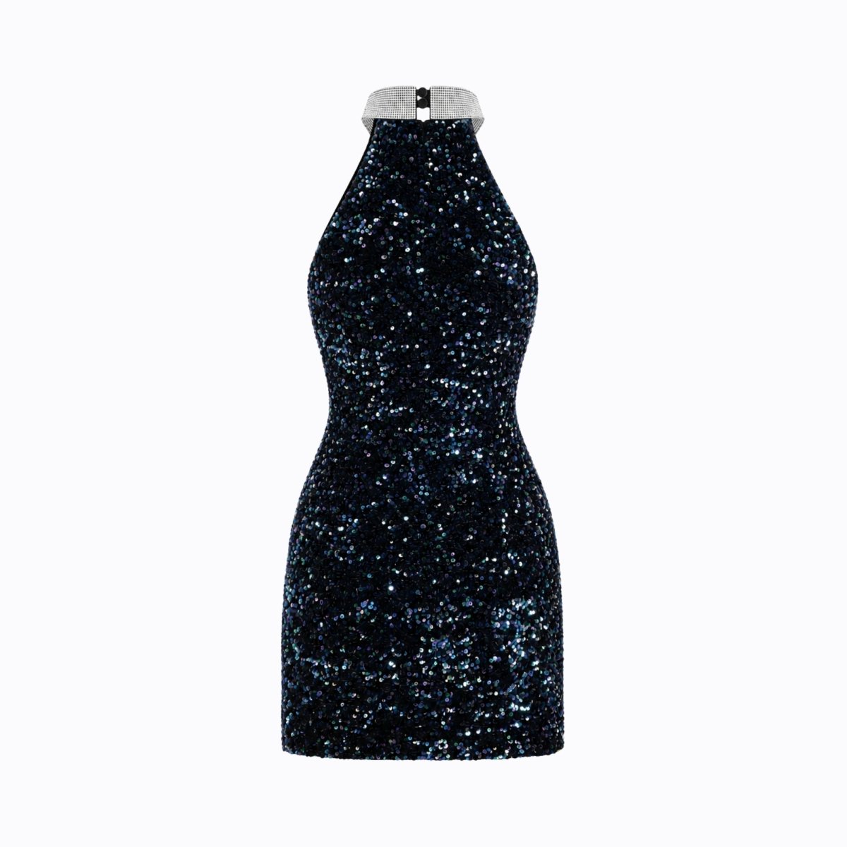 Damska sukienka mini z cekinami i dekoltem typu halter-Mini Dress-Olave