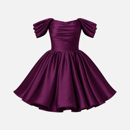 Damska sukienka mini z satyny z odkrytymi ramionami-Mini Dress-Olave