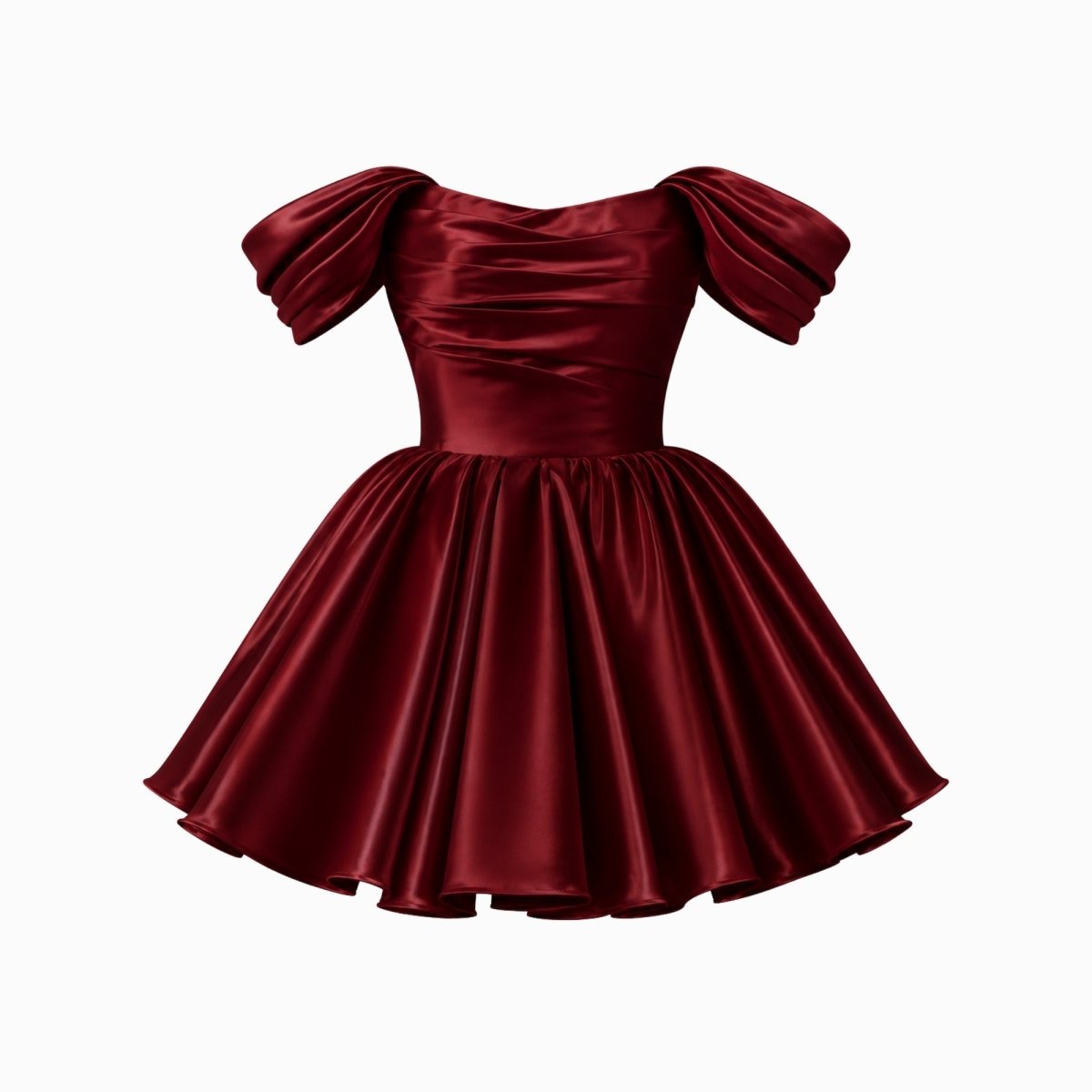 Damska sukienka mini z satyny z odkrytymi ramionami-Mini Dress-Olave