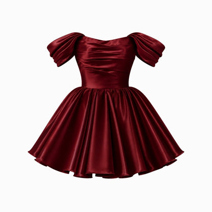 Damska sukienka mini z satyny z odkrytymi ramionami-Mini Dress-Olave