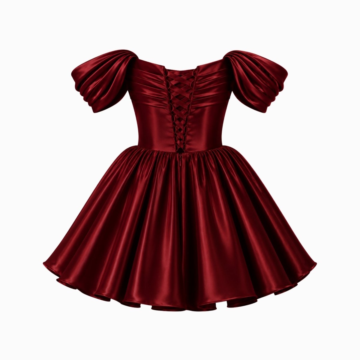 Damska sukienka mini z satyny z odkrytymi ramionami-Mini Dress-Olave