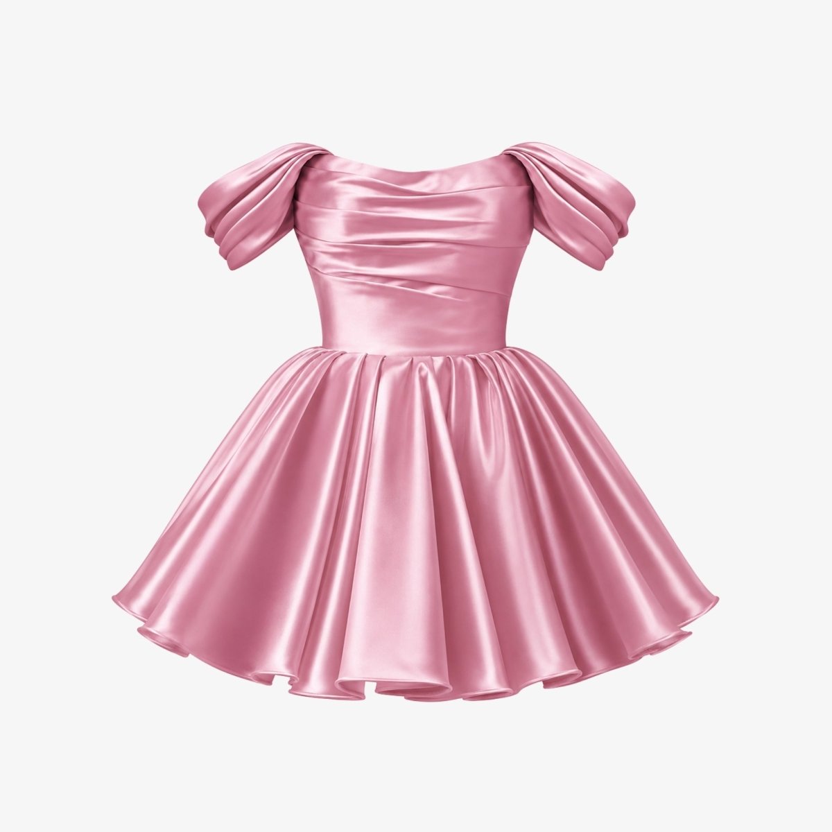 Damska sukienka mini z satyny z odkrytymi ramionami-Mini Dress-Olave