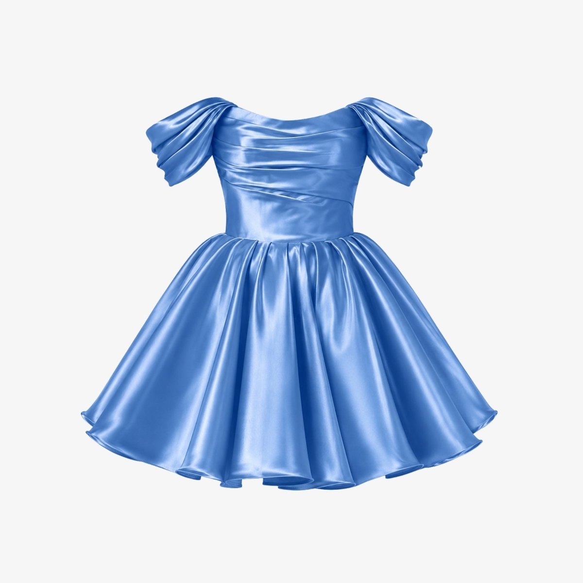 Damska sukienka mini z satyny z odkrytymi ramionami-Mini Dress-Olave