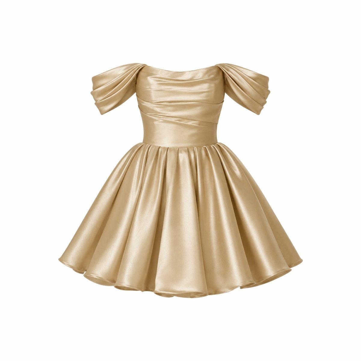 Damska sukienka mini z satyny z odkrytymi ramionami-Mini Dress-Olave