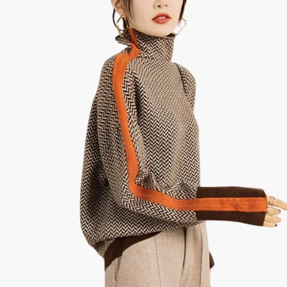 Damska sweter z długim rękawem i wysokim kołnierzem-Olave