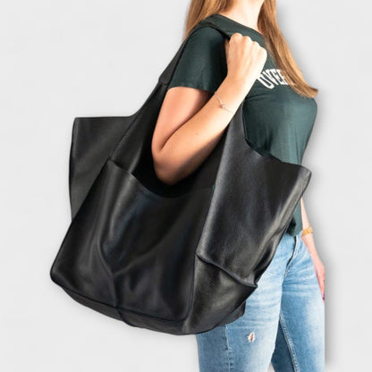 Damska torba typu tote oversize z przednią kieszenią-Accessories for Women-Olave