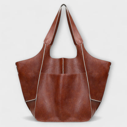 Damska torba typu tote oversize z przednią kieszenią-Accessories for Women-Olave
