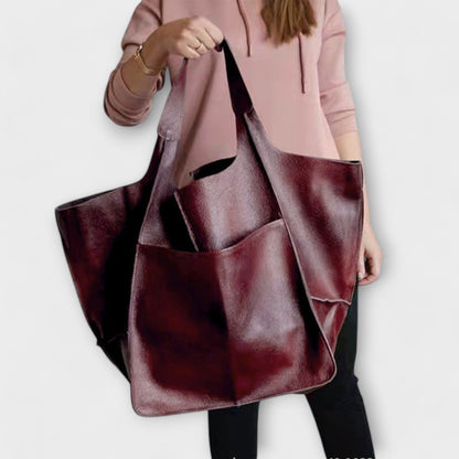 Damska torba typu tote oversize z przednią kieszenią-Accessories for Women-Olave