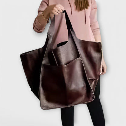 Damska torba typu tote oversize z przednią kieszenią-Accessories for Women-Olave