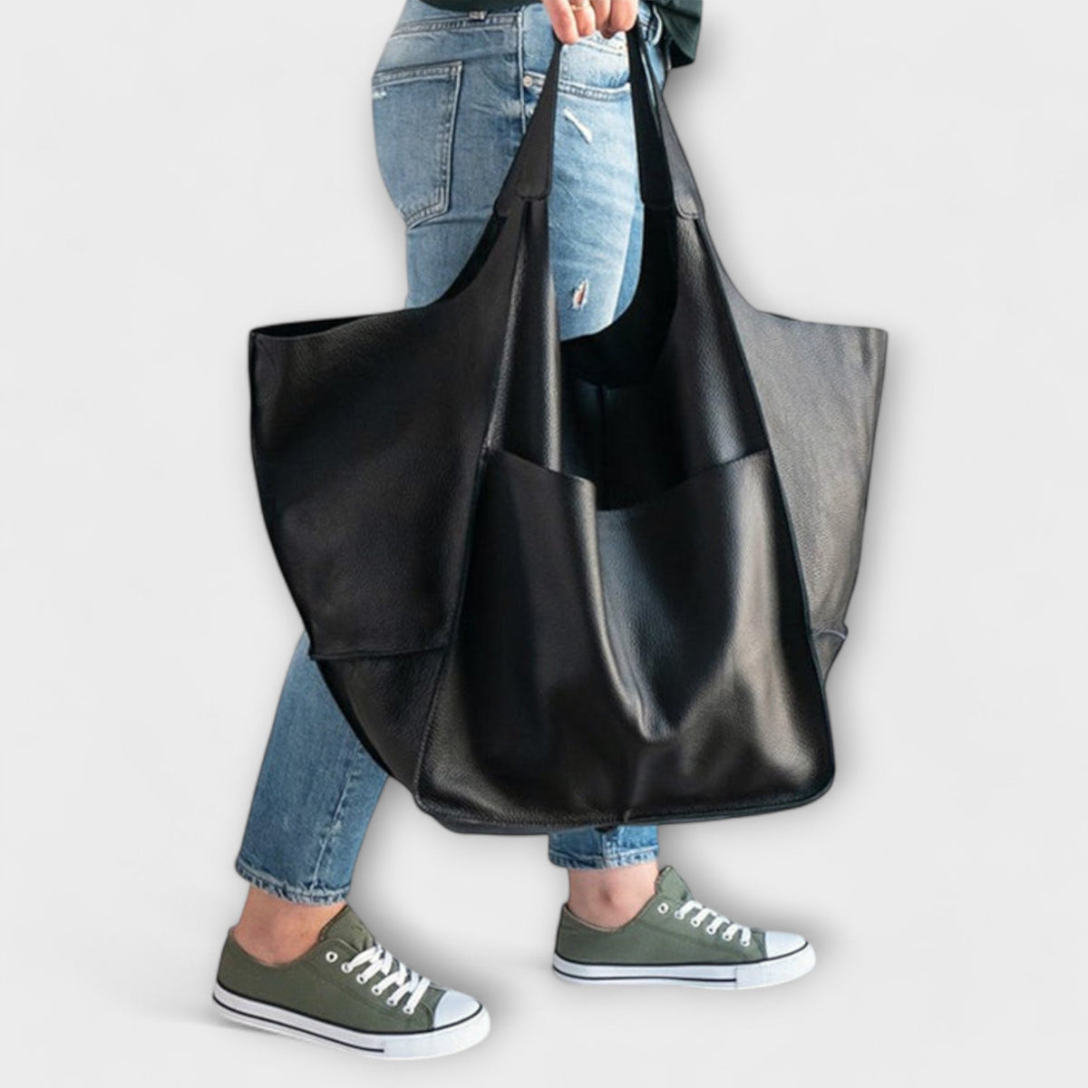 Damska torba typu tote oversize z przednią kieszenią-Accessories for Women-Olave
