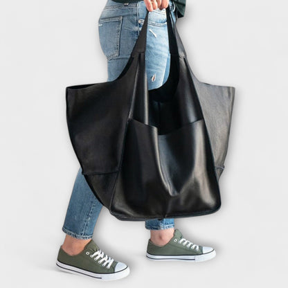 Damska torba typu tote oversize z przednią kieszenią-Accessories for Women-Olave