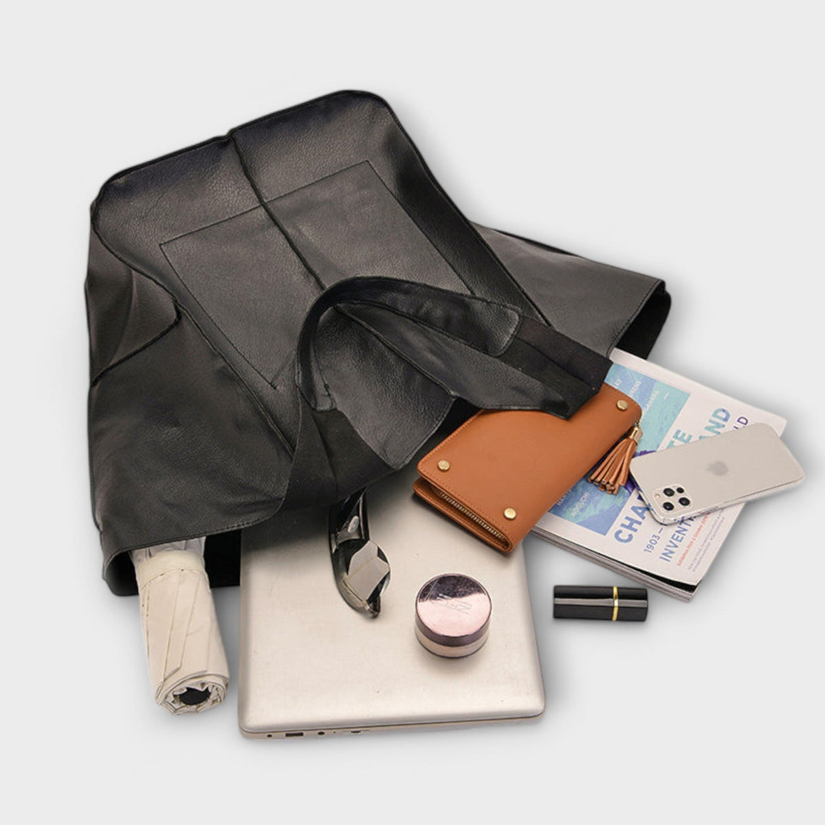 Damska torba typu tote oversize z przednią kieszenią-Accessories for Women-Olave